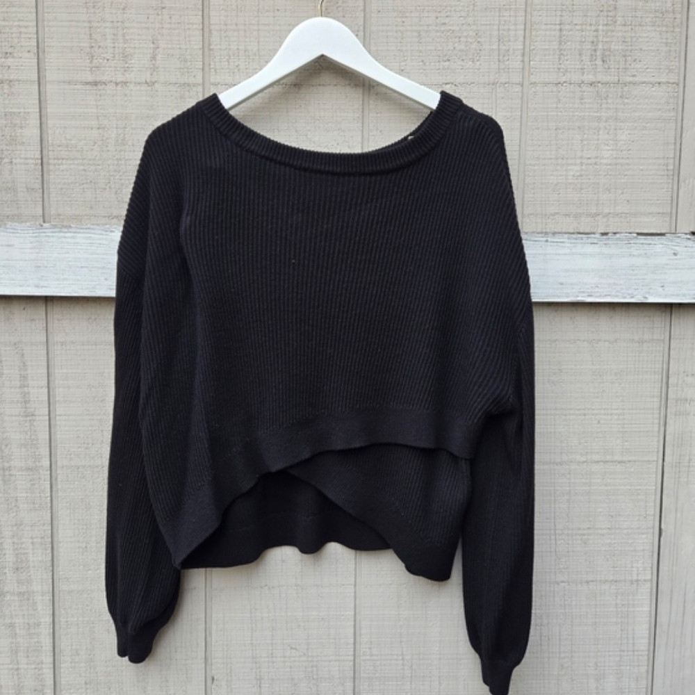 Lululemon Black Crossover Reversible Medium Weight Knit Sweater 16 LW3EQNS